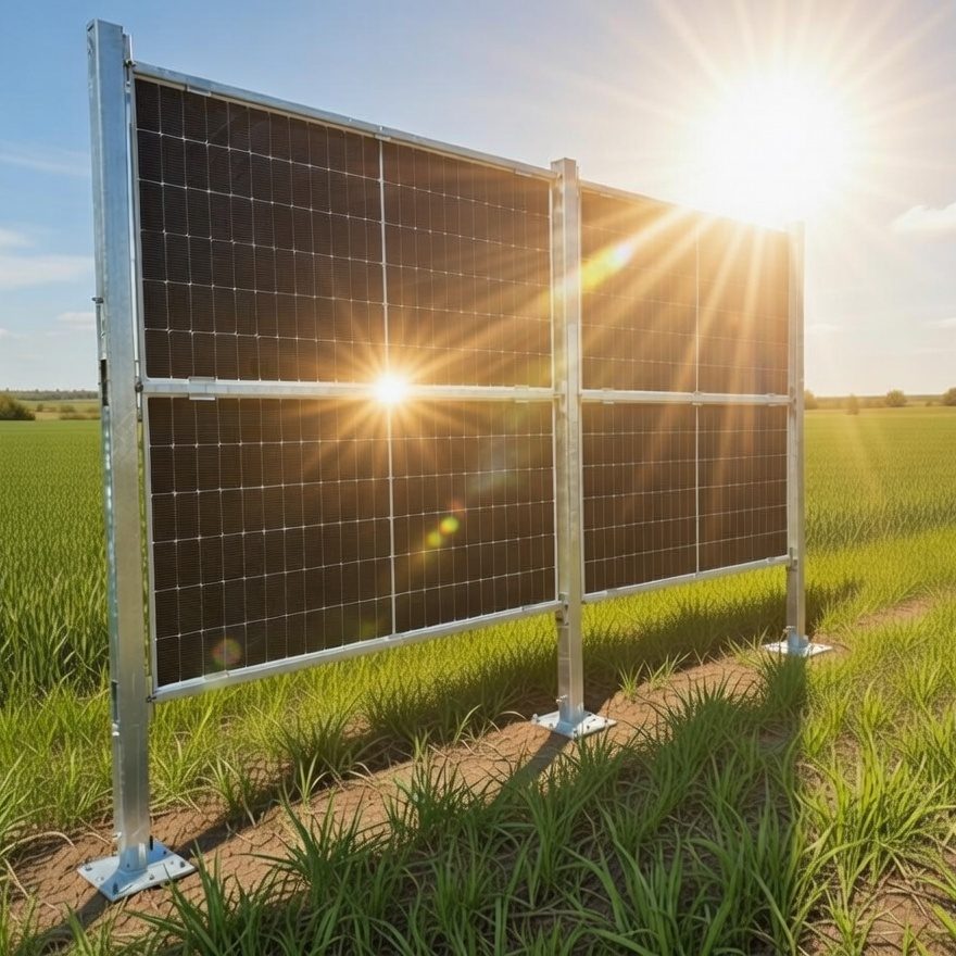 Solarbank von Flexmetalworks Eine moderne Bank mit solarbetriebenen Panels, auf einer gepflasterten Fläche.